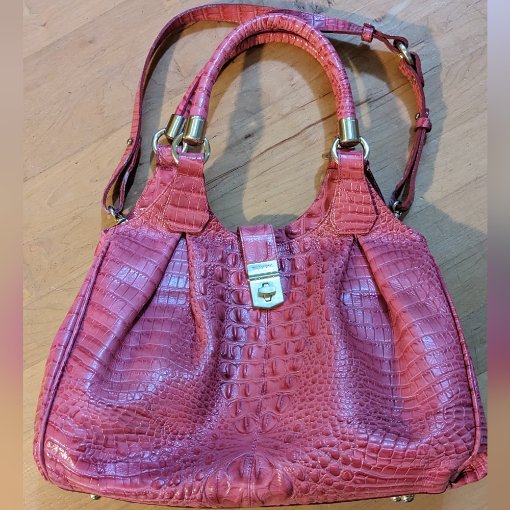 Brahmin Elisa satchel with shoulder and arm strap. Hot Pink. Super cute. NICE!